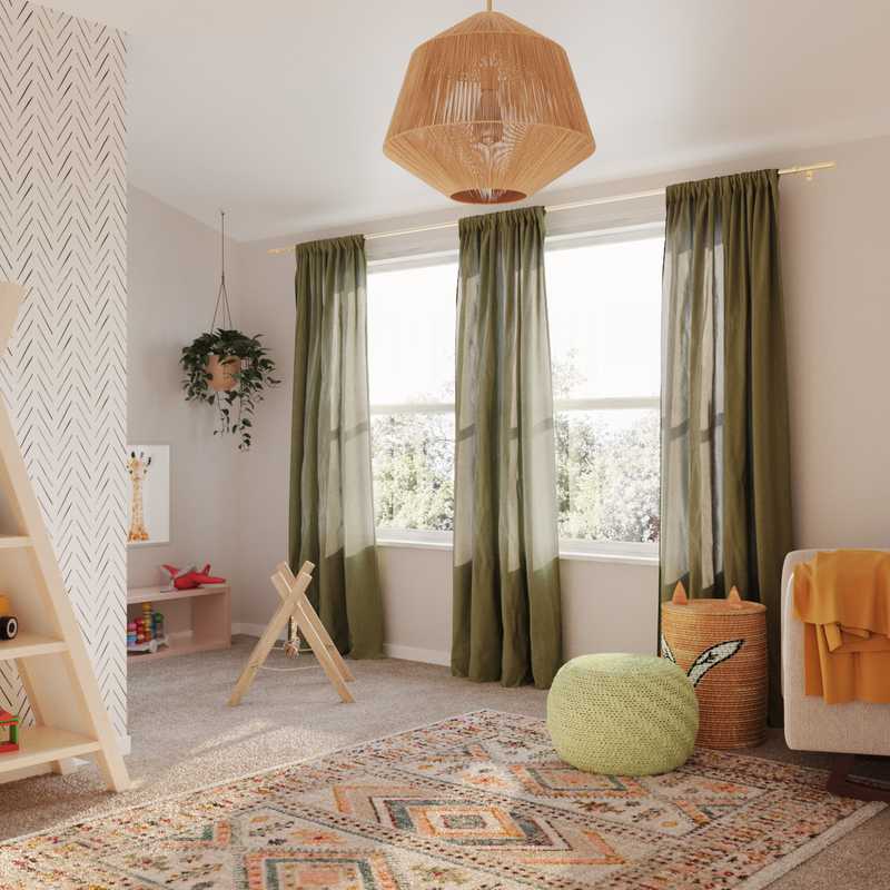 Bohemian, Midcentury Modern Nursery Design by Havenly Interior Designer Isabel