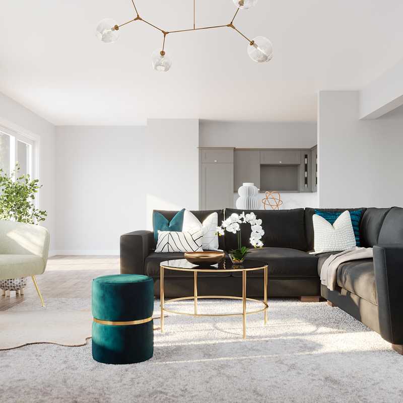 Contemporary, Glam Living Room Design by Havenly Interior Designer Joanna