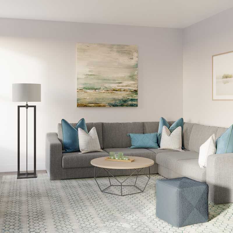Bohemian, Coastal, Transitional Living Room Design by Havenly Interior Designer Julia