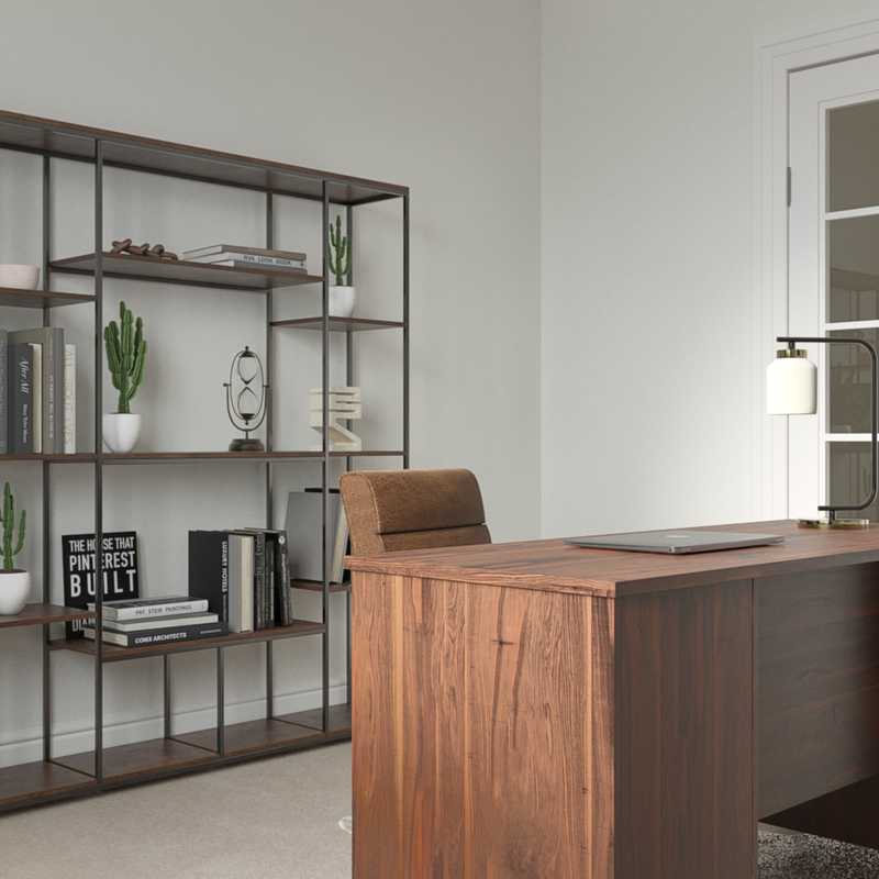 Bohemian, Midcentury Modern Office Design by Havenly Interior Designer Kaylee