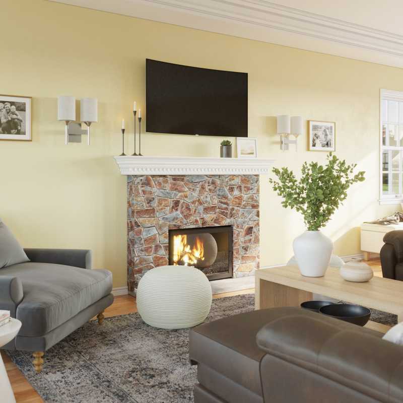 Coastal, Farmhouse Living Room Design by Havenly Interior Designer Mariel