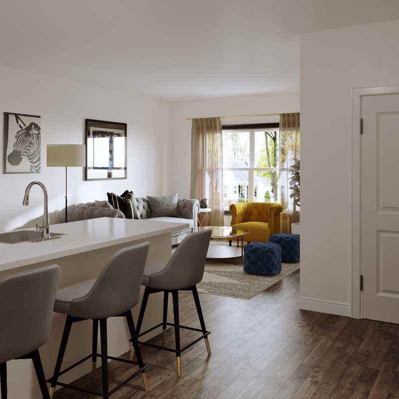 Bohemian, Glam, Midcentury Modern Living Room Design by Havenly Interior Designer Mariela