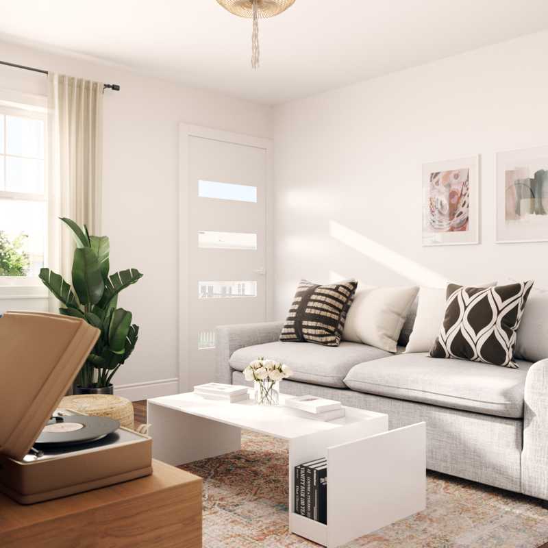 Bohemian, Coastal, Transitional, Global Living Room Design by Havenly Interior Designer Emily