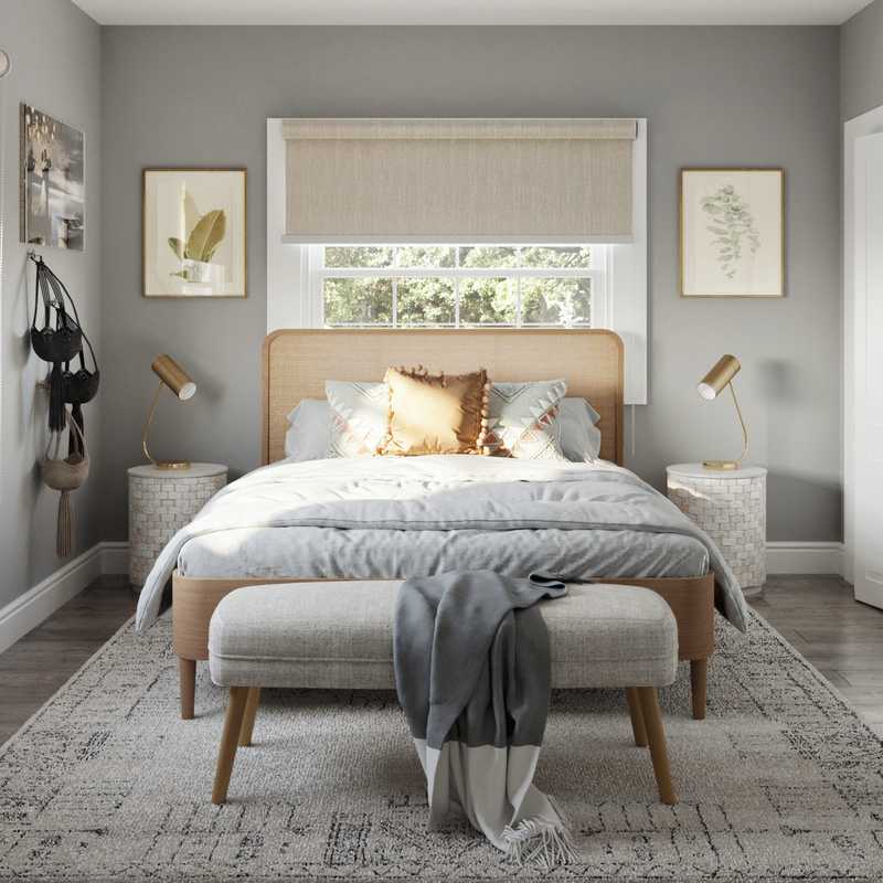 Bohemian, Midcentury Modern Bedroom Design by Havenly Interior Designer Romina