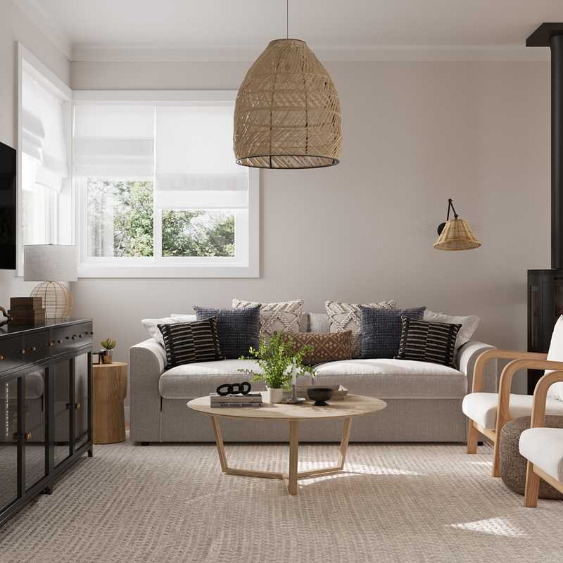 Coastal, Minimal, Scandinavian Living Room Design by Havenly Interior Designer Emily
