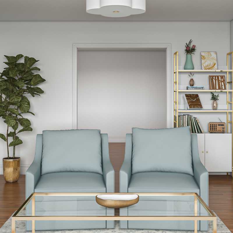 Glam, Transitional, Preppy Living Room Design by Havenly Interior Designer Abi