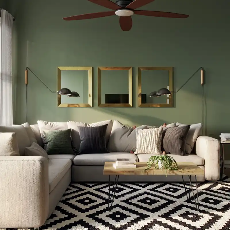 Glam, Midcentury Modern, Scandinavian Living Room Design by Havenly Interior Designer Jacqueline