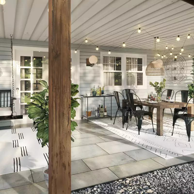 Farmhouse, Midcentury Modern Outdoor Space Design by Havenly Interior Designer Carla