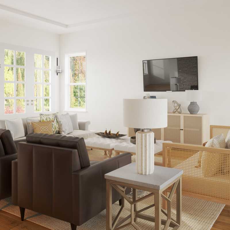 Farmhouse, Midcentury Modern Living Room Design by Havenly Interior Designer Crystal