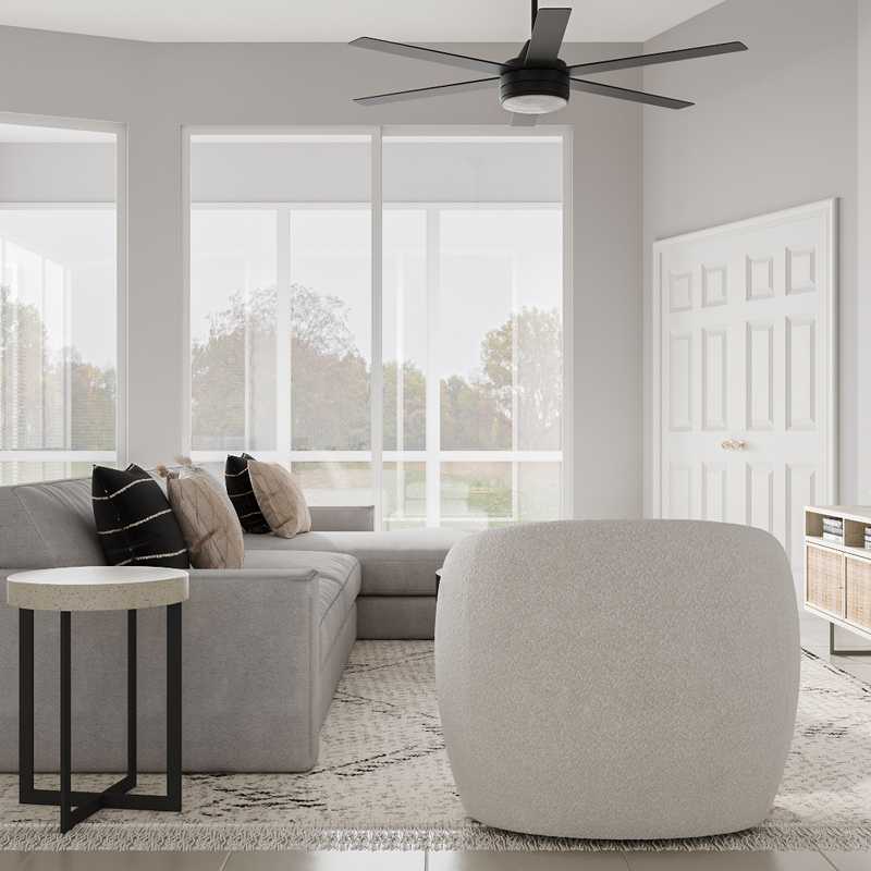 Bohemian, Midcentury Modern, Scandinavian Living Room Design by Havenly Interior Designer Karie