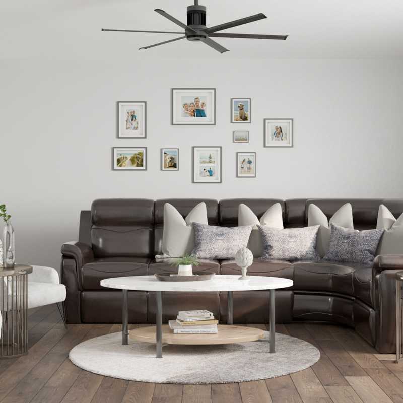 Industrial, Midcentury Modern, Minimal Living Room Design by Havenly Interior Designer Camila