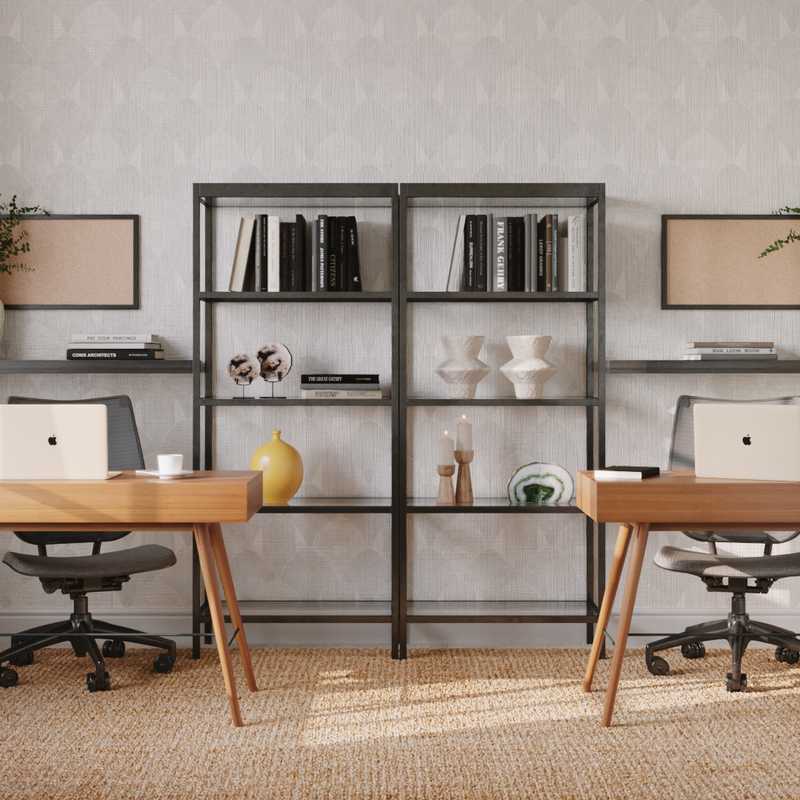 Midcentury Modern, Scandinavian Office Design by Havenly Interior Designer Sofia