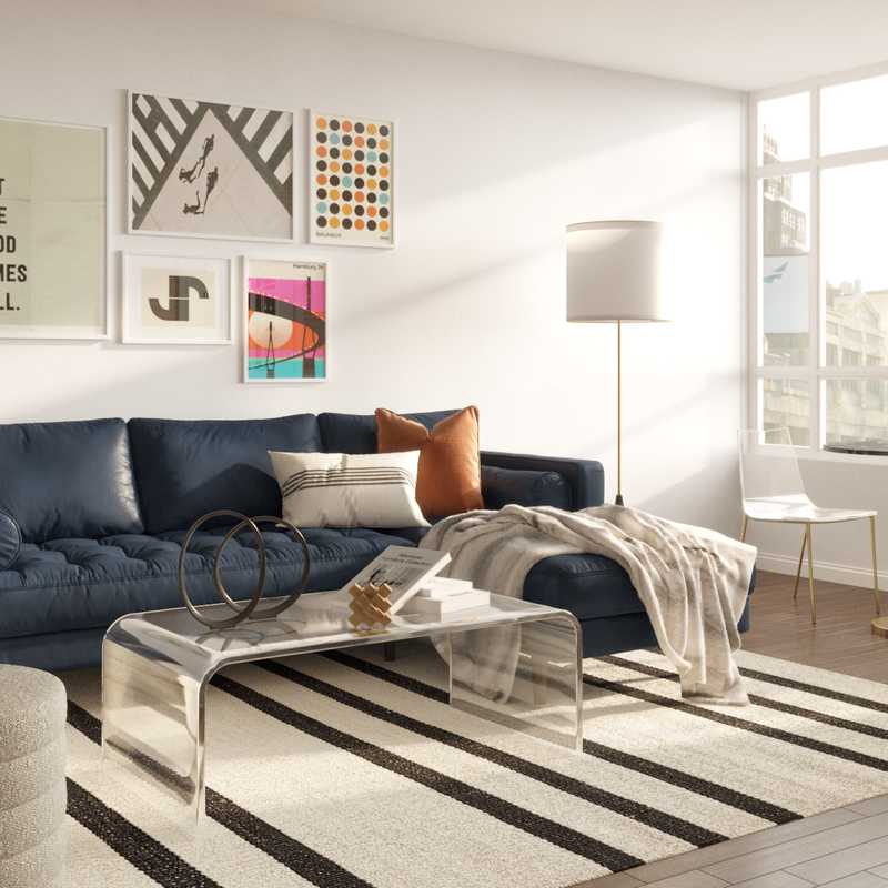 Contemporary, Midcentury Modern, Preppy, Scandinavian Living Room Design by Havenly Interior Designer Maria