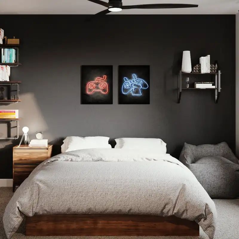 Industrial, Scandinavian Bedroom Design by Havenly Interior Designer Gabriela