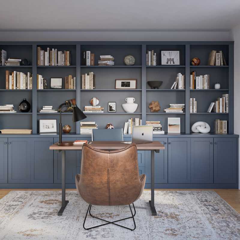 Modern, Industrial, Midcentury Modern Office Design by Havenly Interior Designer Carla