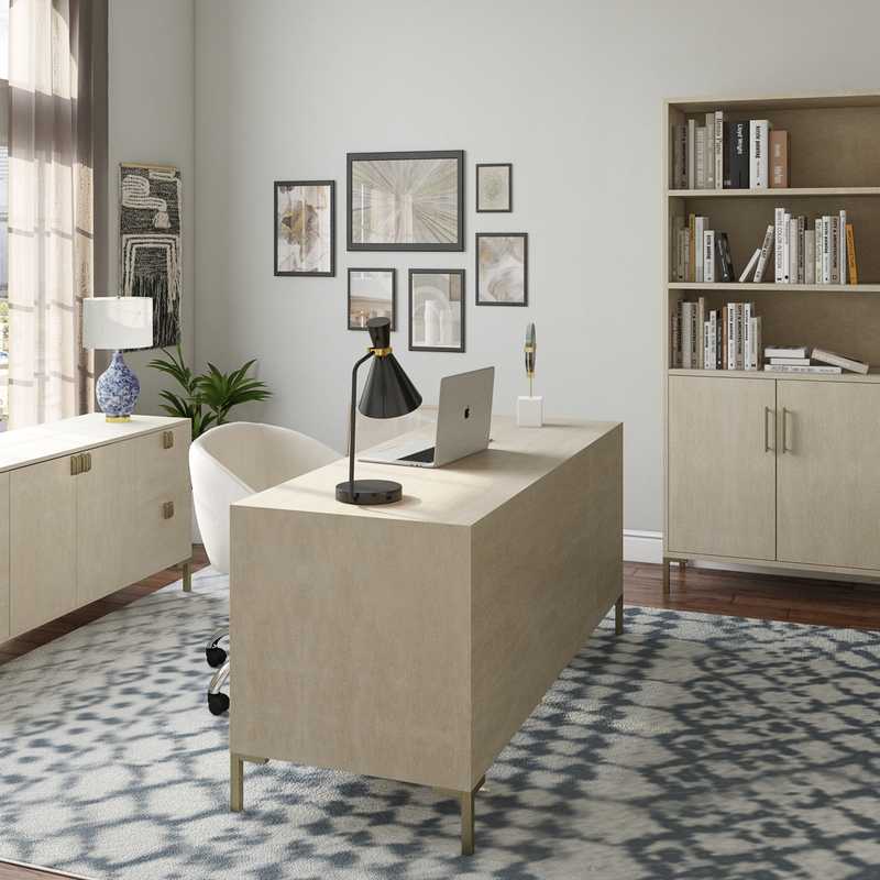 Bohemian, Midcentury Modern Office Design by Havenly Interior Designer Pamela