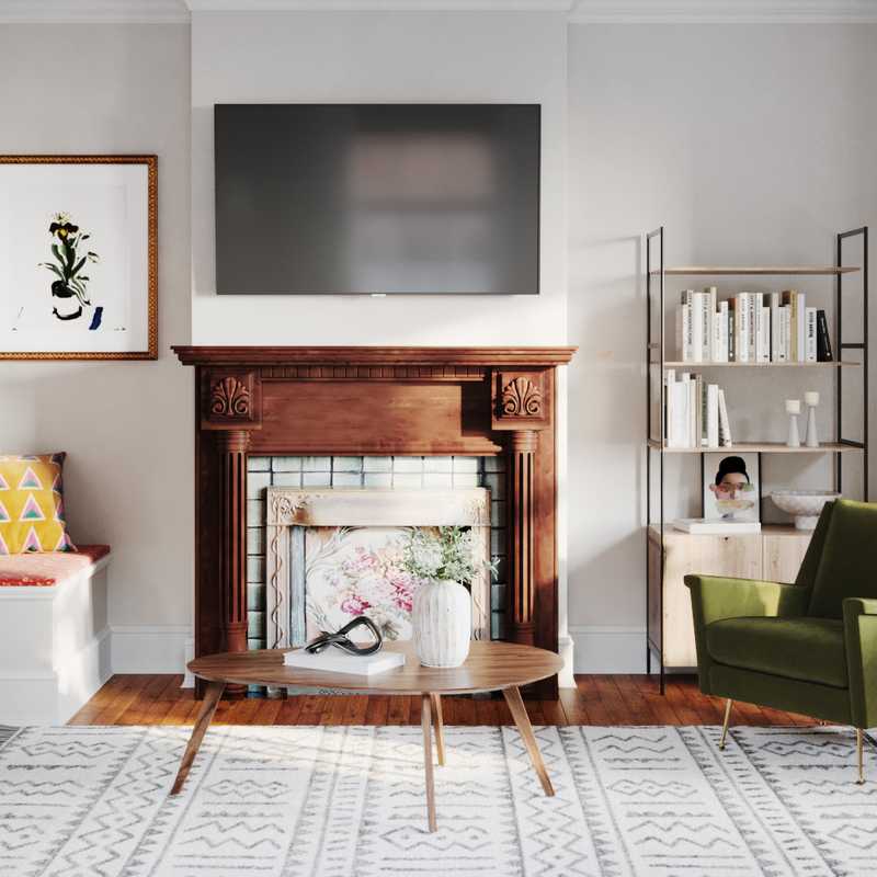 Contemporary, Classic, Bohemian, Transitional, Midcentury Modern Living Room Design by Havenly Interior Designer Karie