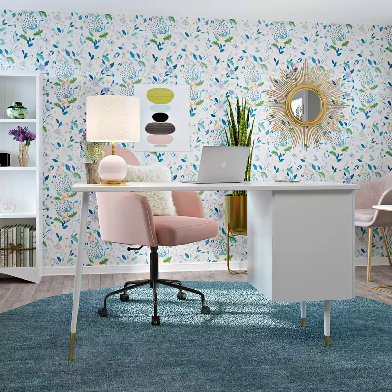 Eclectic, Glam, Midcentury Modern Office Design by Havenly Interior Designer Priscila