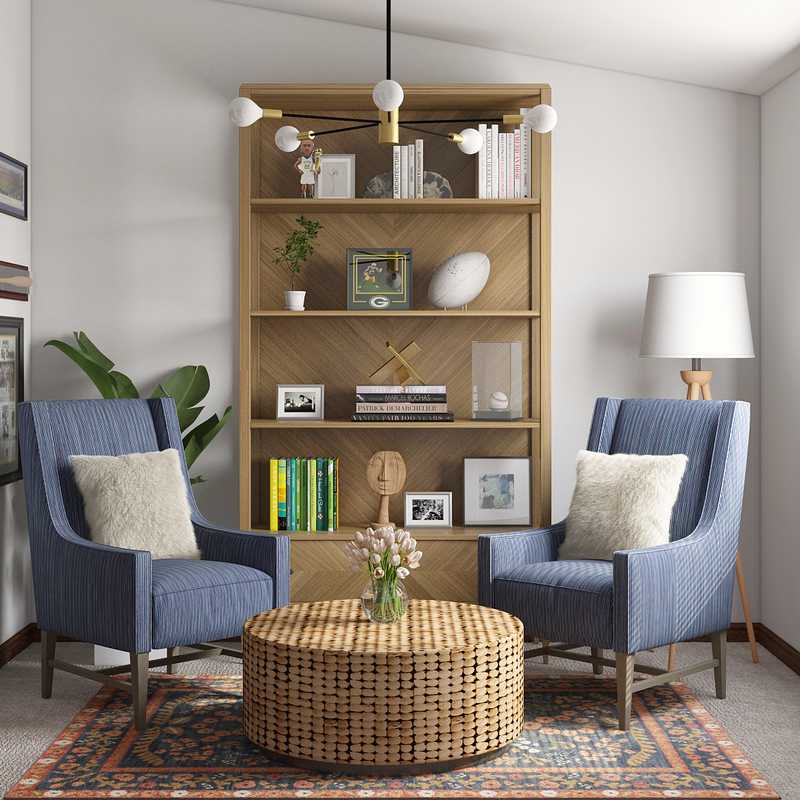 Contemporary, Bohemian, Midcentury Modern Office Design by Havenly Interior Designer Kitty