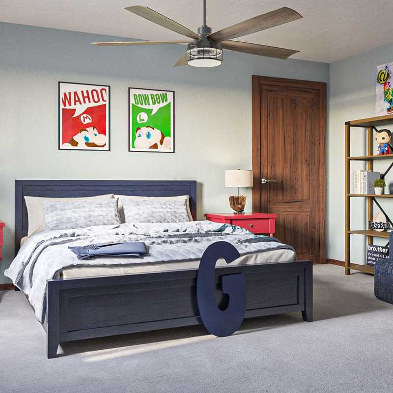 Industrial, Traditional, Farmhouse, Preppy Bedroom Design by Havenly Interior Designer Kitty