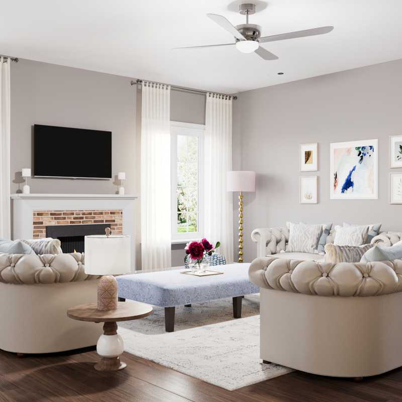 Coastal, Preppy Living Room Design by Havenly Interior Designer Kayla