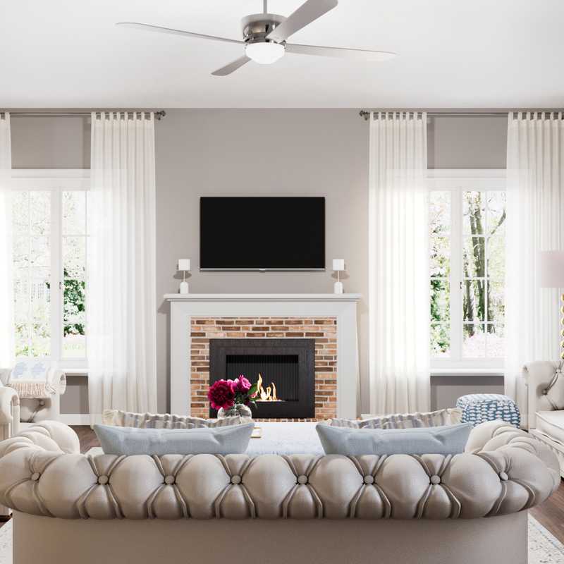 Coastal, Preppy Living Room Design by Havenly Interior Designer Kayla
