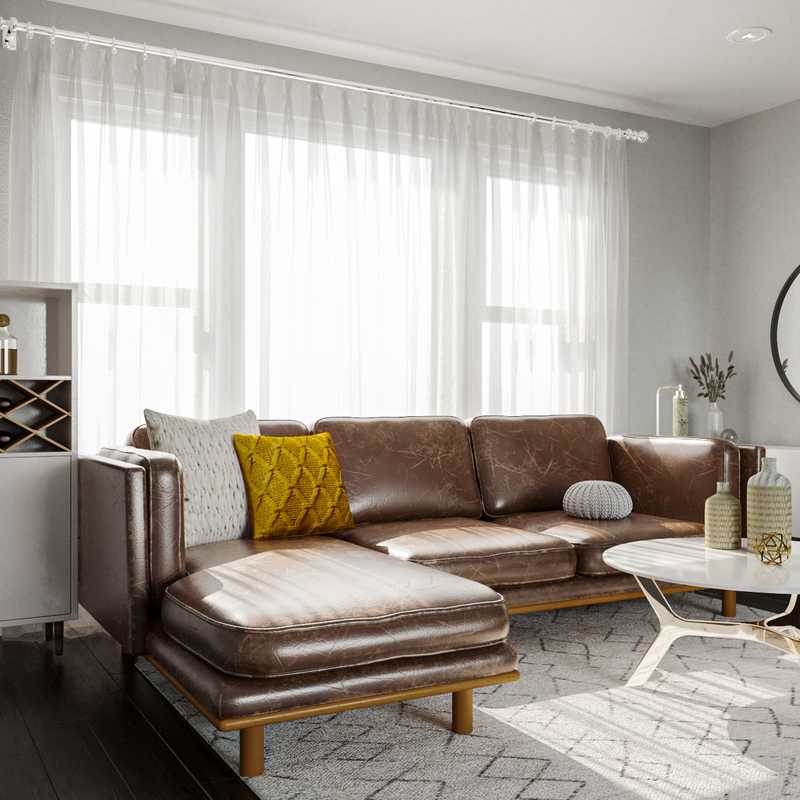 Glam, Midcentury Modern Living Room Design by Havenly Interior Designer Gabriela