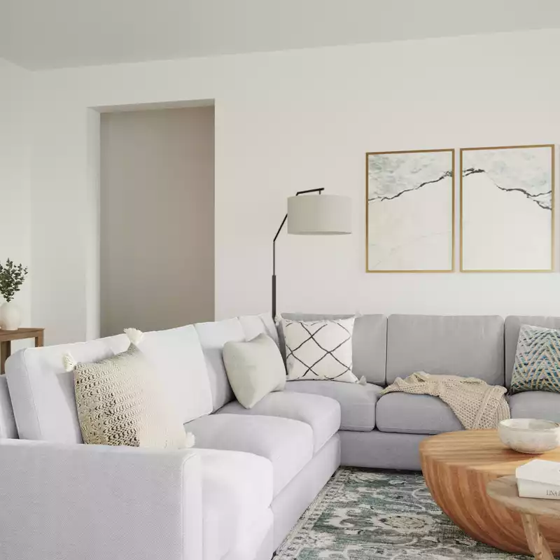 Transitional, Global, Preppy Living Room Design by Havenly Interior Designer Kristin