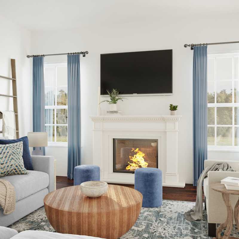 Transitional, Global, Preppy Living Room Design by Havenly Interior Designer Kristin