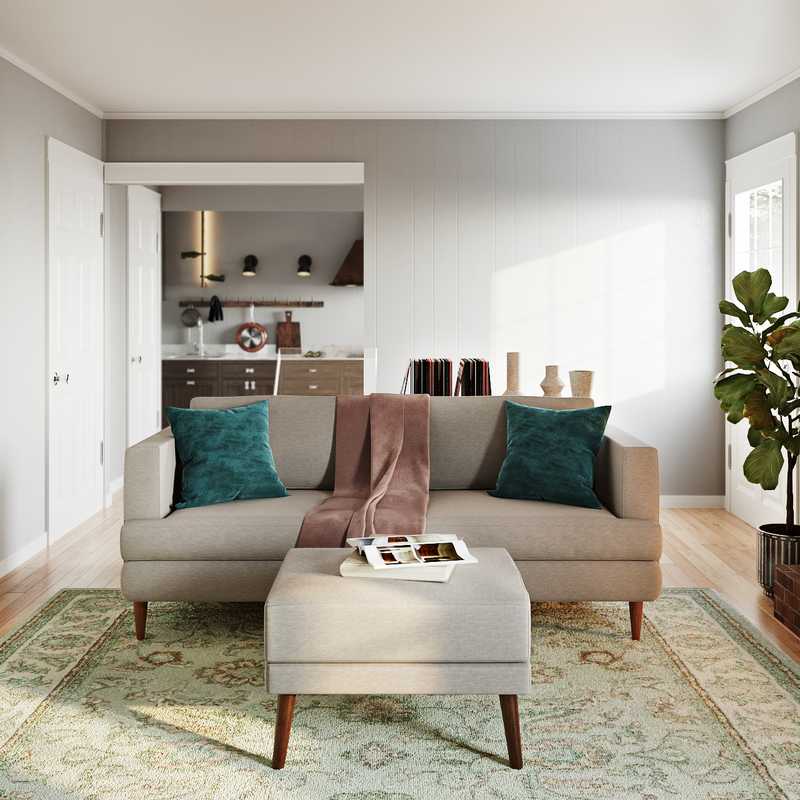 Bohemian, Midcentury Modern Living Room Design by Havenly Interior Designer Madison