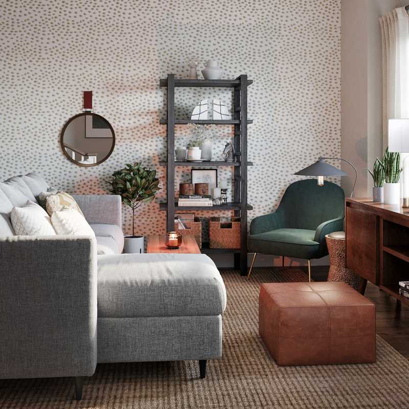 Eclectic, Bohemian, Midcentury Modern Living Room Design by Havenly Interior Designer Lindsay