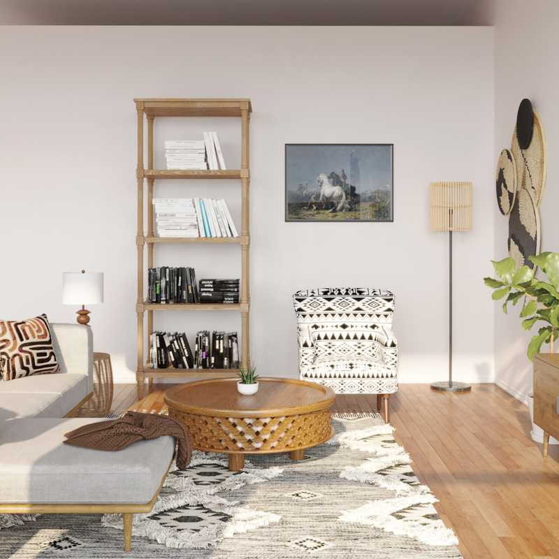 Contemporary, Bohemian, Midcentury Modern Living Room Design by Havenly Interior Designer Freddi