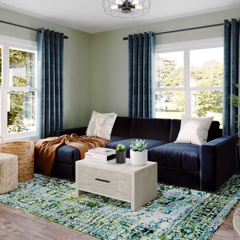 Eclectic, Farmhouse Living Room Design by Havenly Interior Designer Isadora