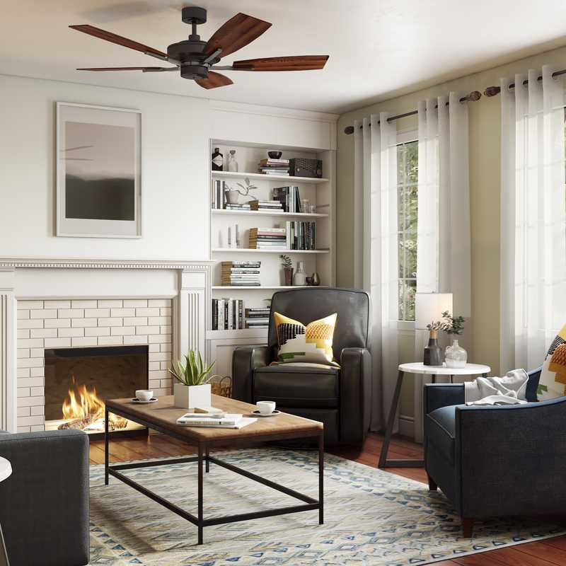 Bohemian, Midcentury Modern Living Room Design by Havenly Interior Designer Ana