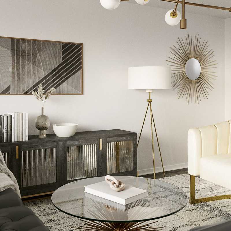 Modern, Eclectic, Glam, Midcentury Modern Living Room Design by Havenly Interior Designer Tara