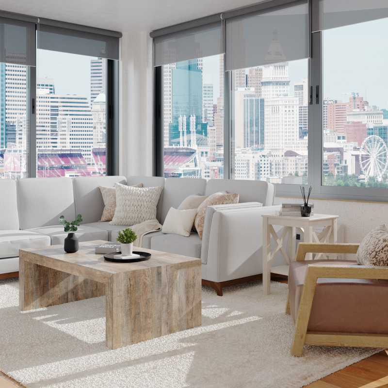 Contemporary, Bohemian, Transitional, Minimal, Scandinavian Living Room Design by Havenly Interior Designer Ellis