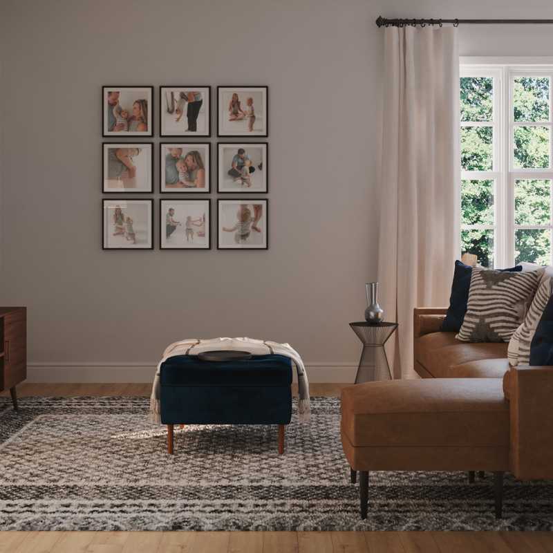 Bohemian, Midcentury Modern Living Room Design by Havenly Interior Designer Jordi