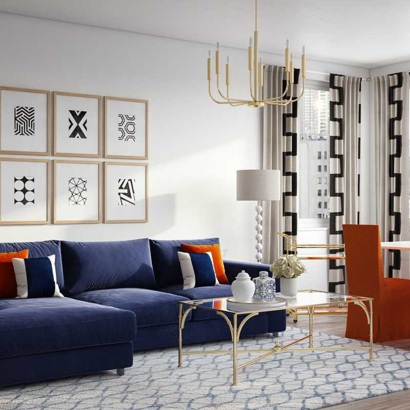 Traditional, Preppy Living Room Design by Havenly Interior Designer Caroline