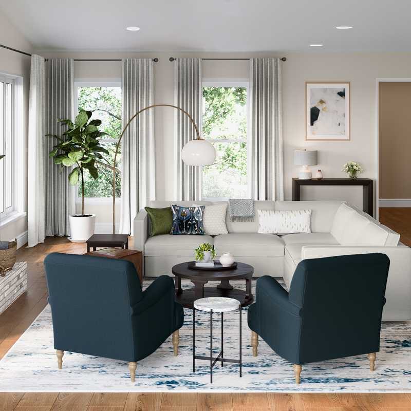 Modern, Bohemian, Coastal Living Room Design by Havenly Interior Designer Nicole