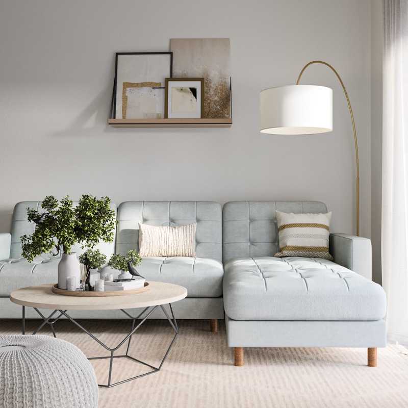 Glam, Preppy Living Room Design by Havenly Interior Designer Daniela