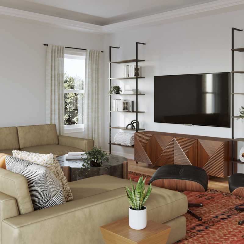 Bohemian, Global, Midcentury Modern Living Room Design by Havenly Interior Designer Laura