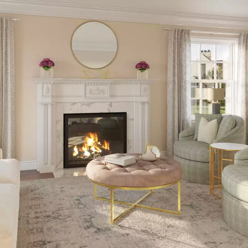 Bohemian, Glam, Preppy Living Room Design by Havenly Interior Designer Elizabeth