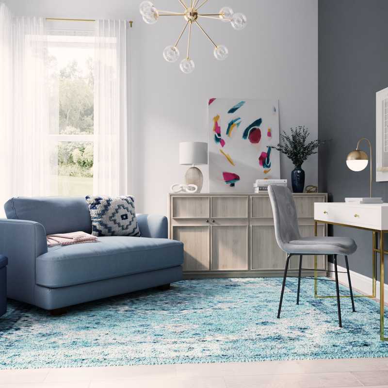 Contemporary, Modern, Bohemian, Transitional Living Room Design by Havenly Interior Designer Robyn