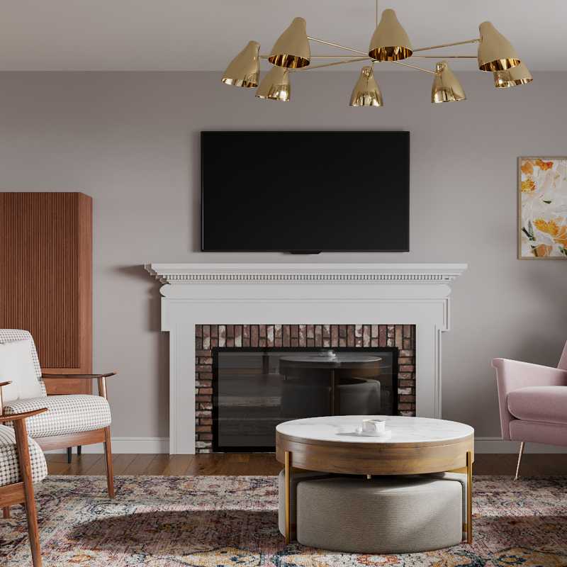 Bohemian, Glam, Global Living Room Design by Havenly Interior Designer Stefhaniene