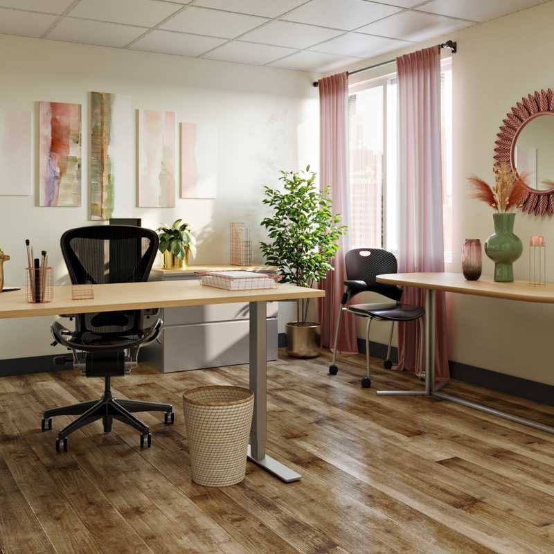 Eclectic, Bohemian, Glam Office Design by Havenly Interior Designer Leah