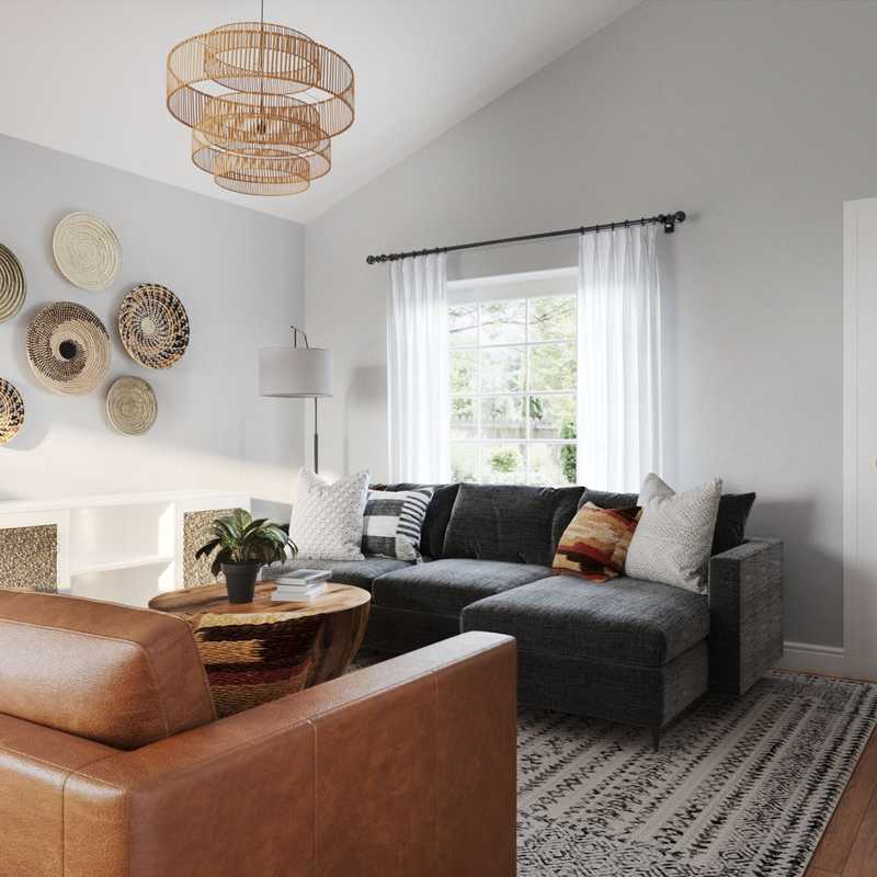 Bohemian, Midcentury Modern Living Room Design by Havenly Interior Designer Leigh