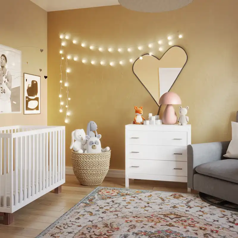 Modern, Bohemian, Midcentury Modern Nursery Design by Havenly Interior Designer Katiana