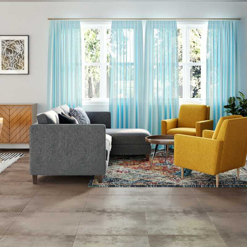 Eclectic, Bohemian, Midcentury Modern Living Room Design by Havenly Interior Designer Malena