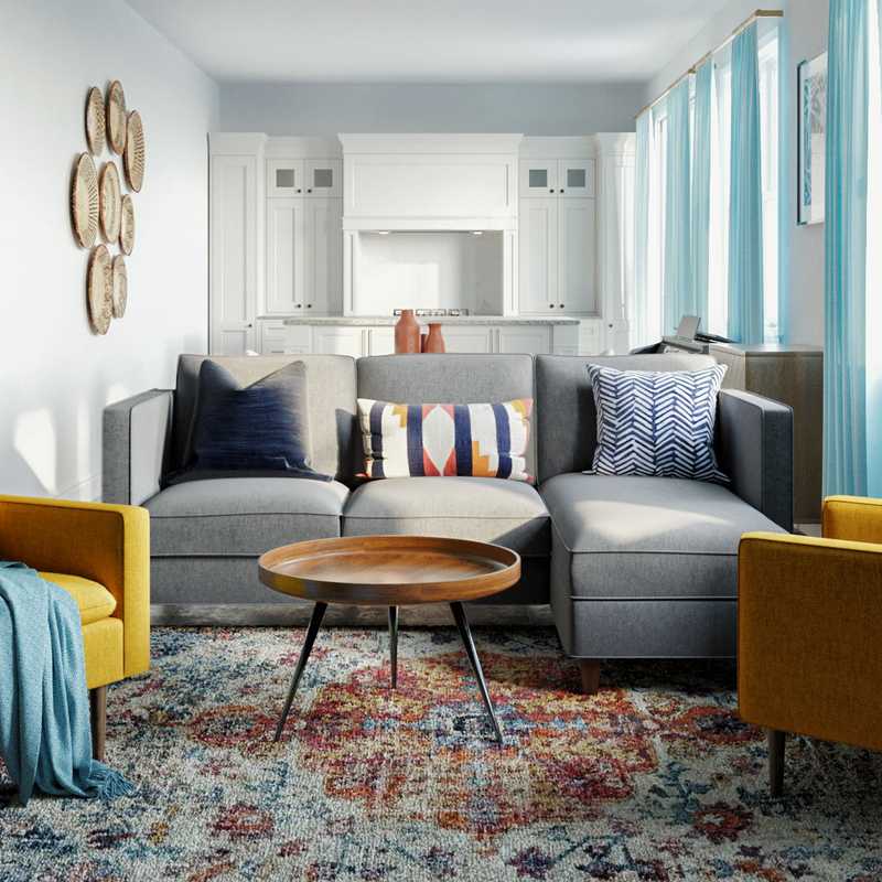 Eclectic, Bohemian, Midcentury Modern Living Room Design by Havenly Interior Designer Malena