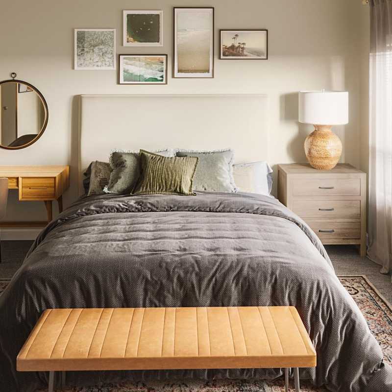 Bohemian, Midcentury Modern Bedroom Design by Havenly Interior Designer Ivan